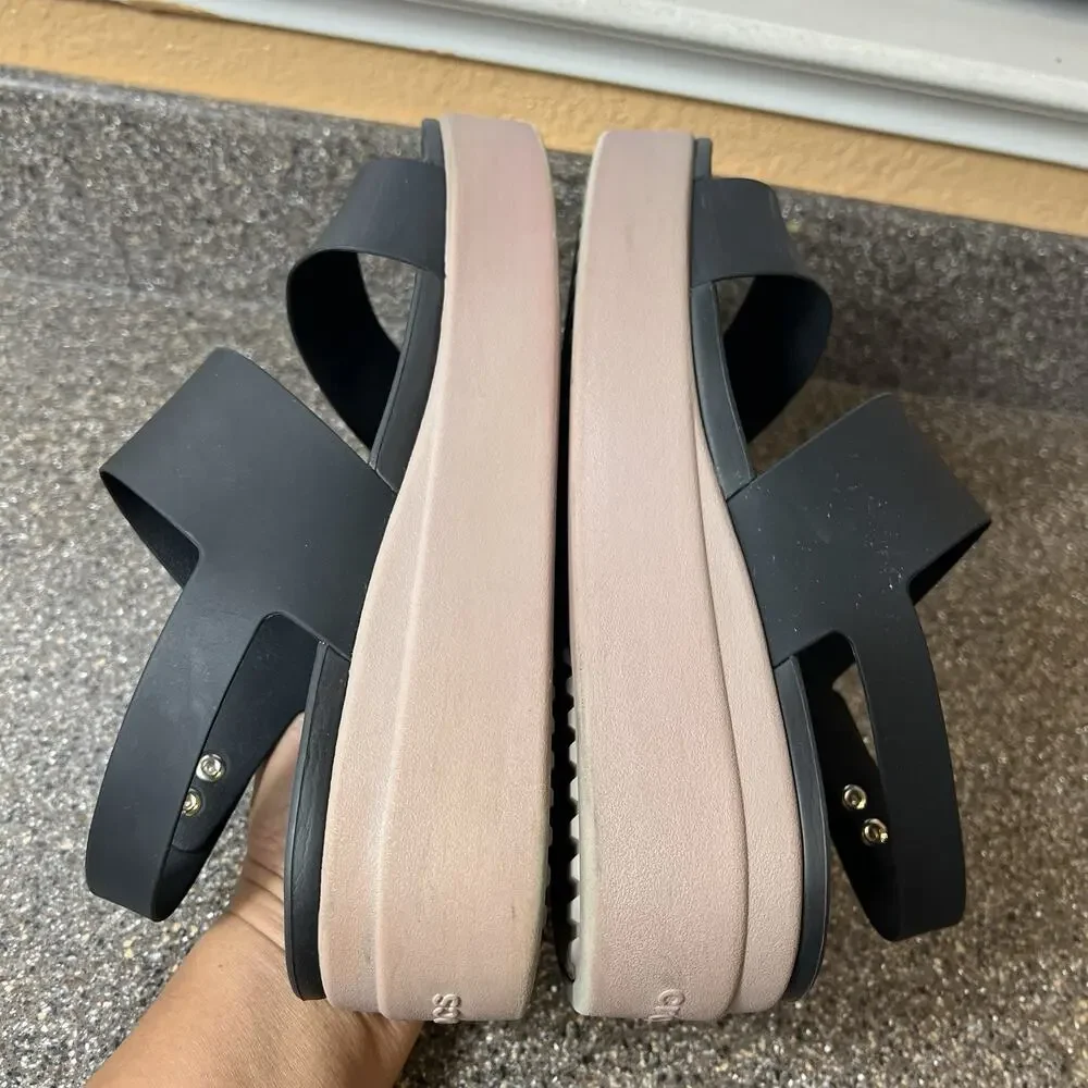 Crocs LiteRide Platform Sandal Women 10 Black Comfort Casual Sling Back Open Toe